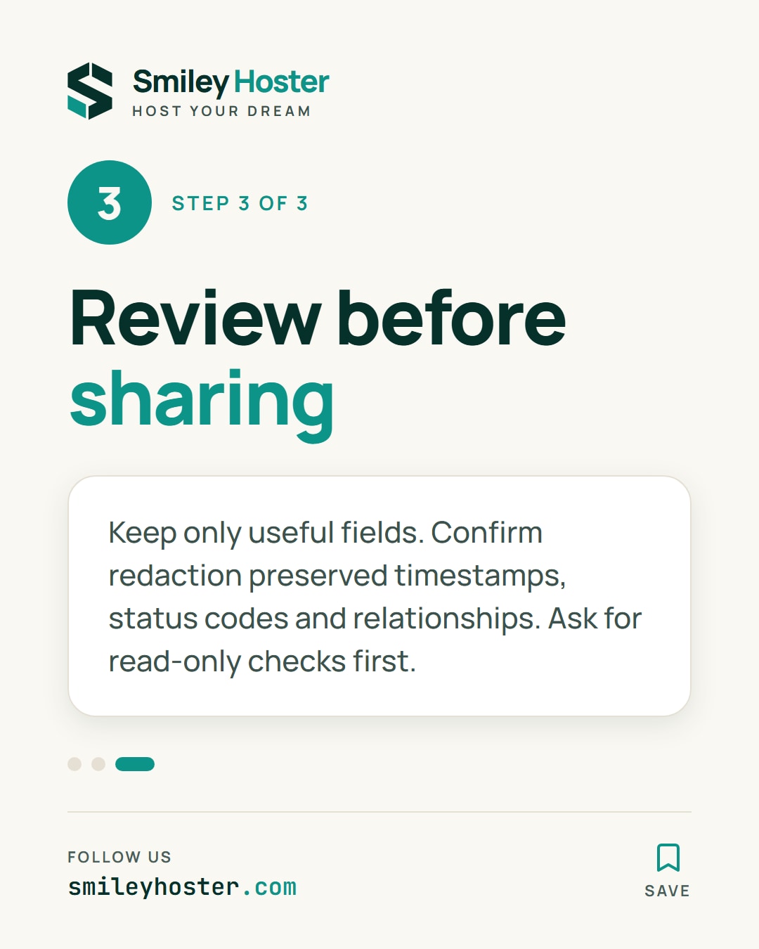 Step 3: Review the exact excerpt, preserve technical facts and request read-only checks first.
